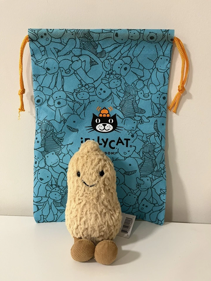 Jellycat AMUSEABLE ARACHIDE autentico peluche morbido giocattolo divertente cibo carino da collezione nuovo con etichette - Immagine 2 di 4