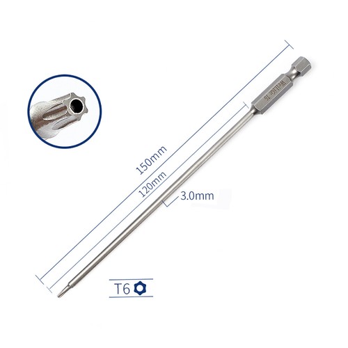 Broca de destornillador Torx de seguridad imán T5-T50 hexagonal de 50 mm-200 mm de longitud - Imagen 10 de 22