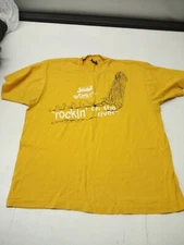 Mens Vintage Single Stitch T-Shirt "Rockin' on the River" USA XL Mustard 1988