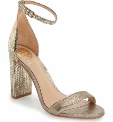 Vince Camuto Mairana Block Heeled Two Strap Sandals Gold Size