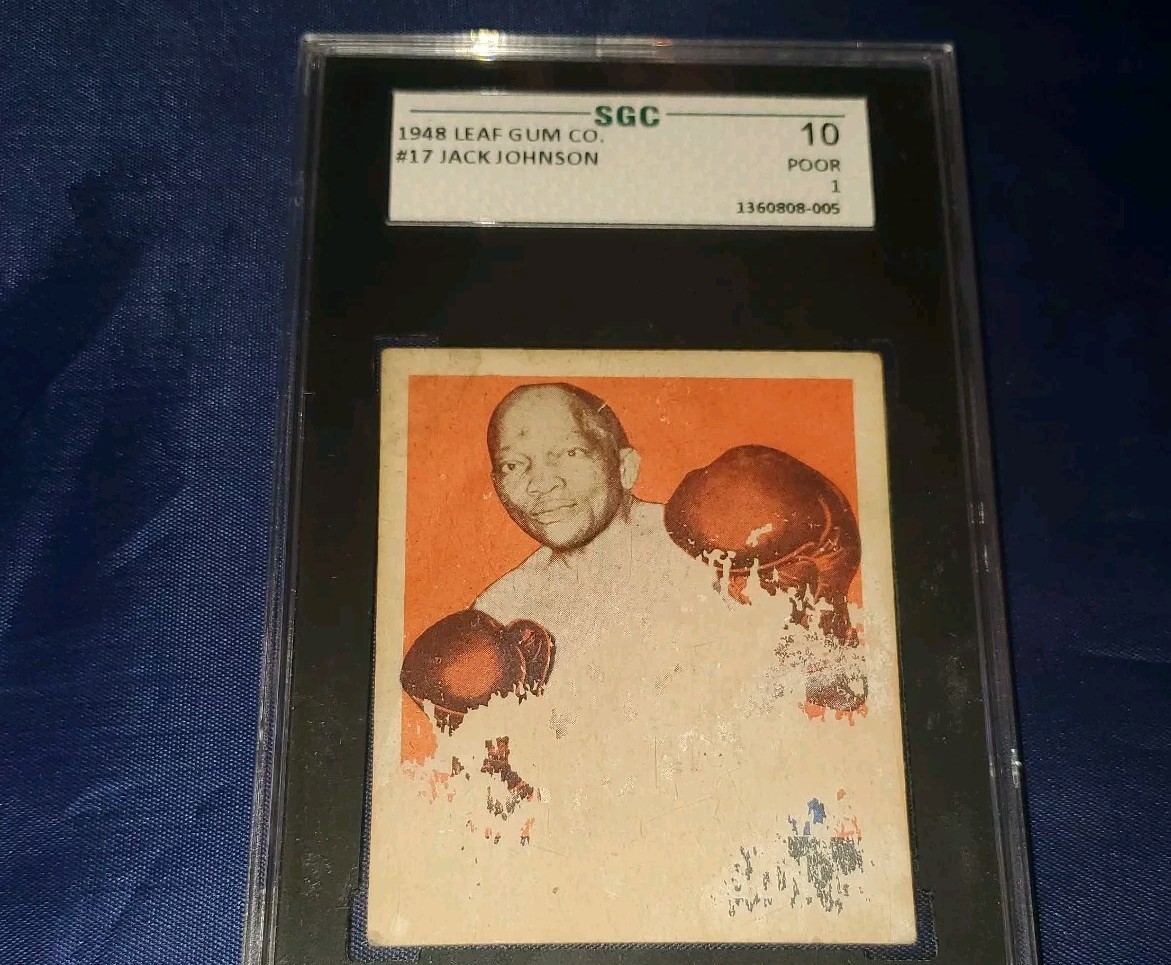 1948 VINTAGE LEAF GUM CO.  JACK JOHNSON HOF #17 Boxing SGC GRADED CARD 1 POOR