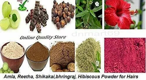 Poudre combinée Amla, Reetha, Shikakai, Bhringraj et Hibiscus pour la