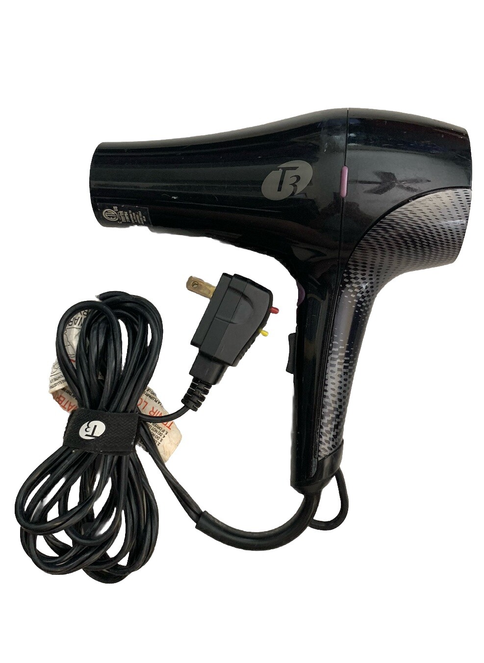 T3 Micro Hair Dryer Model 73810 Black Gray Two Speed Cool Button Tested