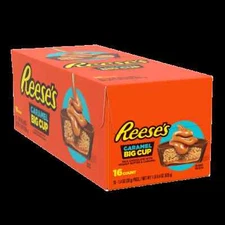 REESE'S Big Cup Caramel Milk Chocolate Peanut Butter Cups, Candy Packs, 1.4 o...
