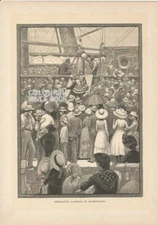 AUSTRALIA EMIGRANT ARRIVE SHIP QUEENSLAND 1890 ENGRAVING ART ILLUSTRATION PRINT