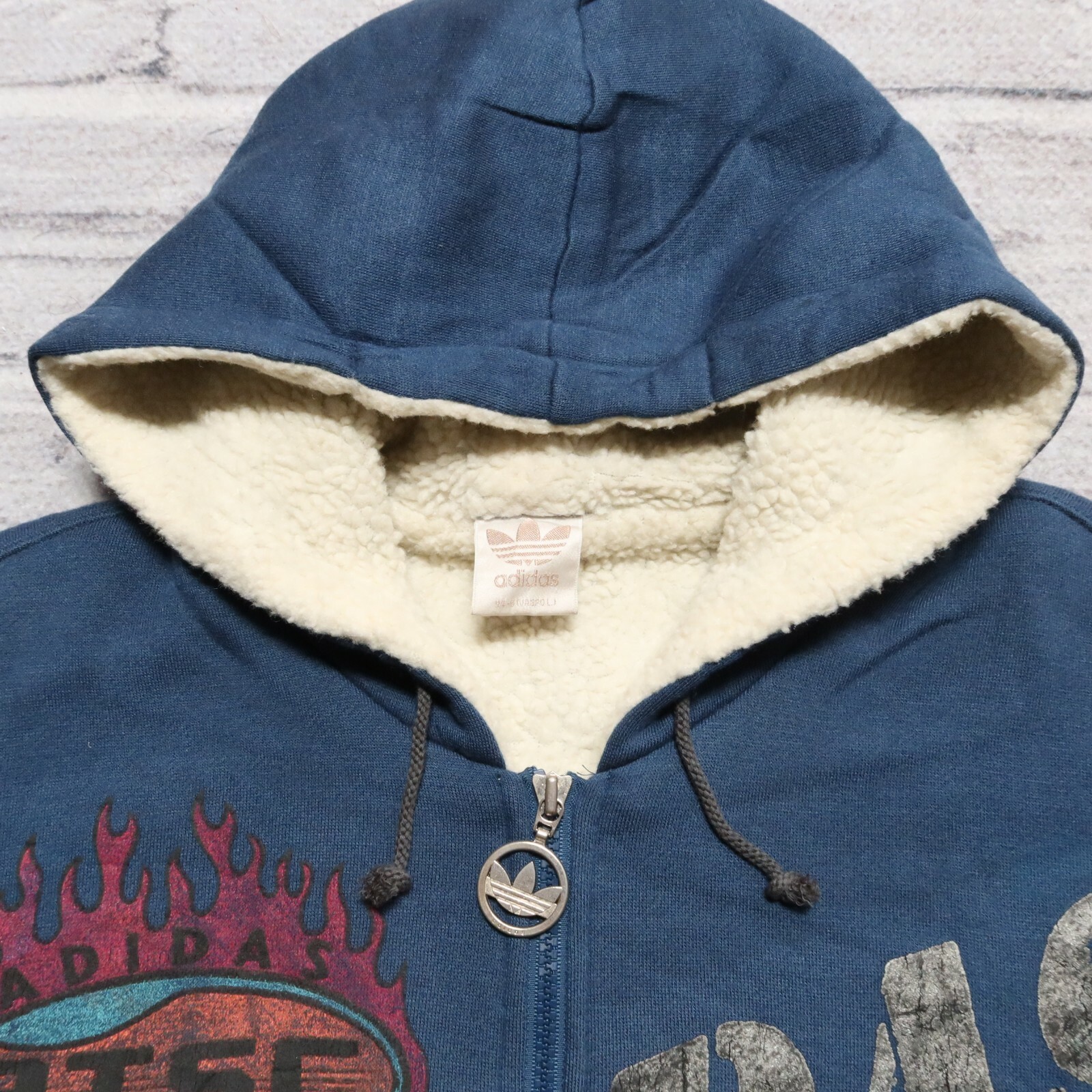 Vintage 90s Adidas Trefoil Big Logo Hoodie Sweater Jacket Size L Lined image 7