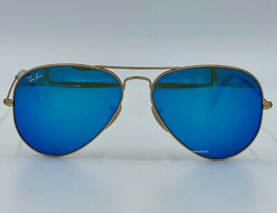 LIKE NEW Ray-Ban Aviator Blue Mirror Lens RB3025 Men / Women Sunglasses RAY BAN Sunglasses Aviator Gold Arista Mirrored Blue RB3025  main image 4