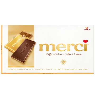 Storck merci Kaffee Sahne einzeln verpackte Schokoladentafeln 100g