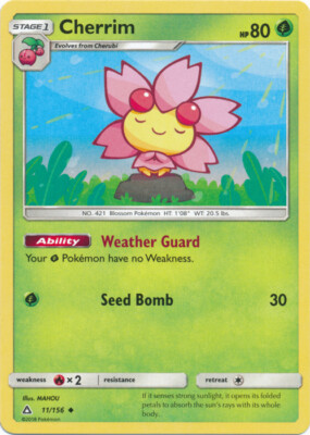 Pokemon - Cherrim - 11/156 - Uncommon - Sun and Moon Ultra Prism - NM