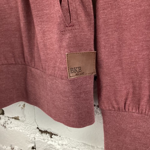 BKE camicia fibbia donna XS pullover collo cappuccio bordeaux felpa tasca anteriore - Foto 5 di 10