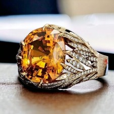 Citrine With 14K Solid Yellow Gold Ring For Men's AL516