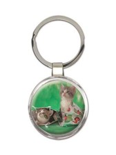 Cat: Gift Round Keychain Kitten Cute Feline Pets Lover Cat Mom Dad