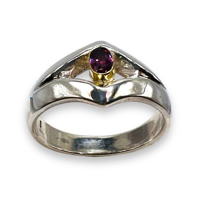 925 Sterlingsilber natürlicher Rubin Handarbeit Ring Größe 6,5 LAJ5909