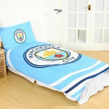 Image of MANCHESTER CITY DUVET COVER SET SINGLE DOUBLE CUSHION QUILT BEDDING PATCH IMPACT