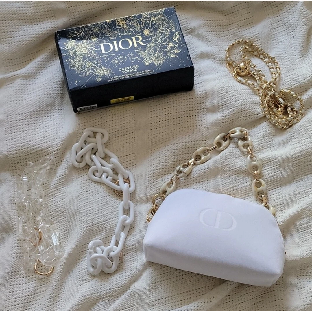 Sac à cosmétiques blanc DIOR CD étui à maquillage poignet
