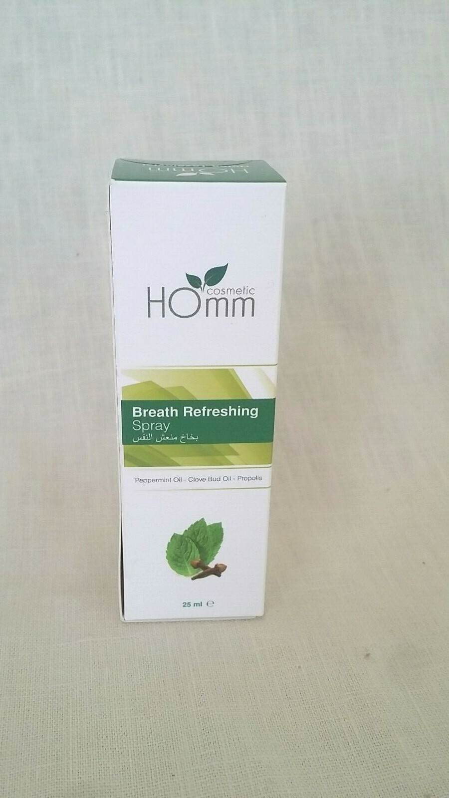 2 Homm Cosmetics Breath Rrefreshing Spray Peppermint Oil Bad Breath in box