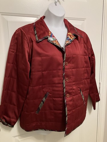 NWT Koos of Course 1X Women’s Burgundy Red Art To Wear Reversible Jacket XL - Picture 2 of 9