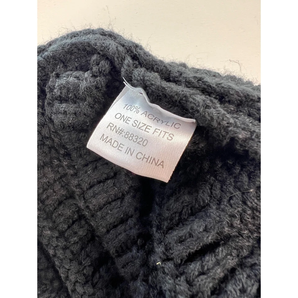 Lote de 4 CC Gorros Sombreros Invierno Cálidos Tejido Sombreros Leopardo Chenilla Acanalados Negro Foto 4 de 4