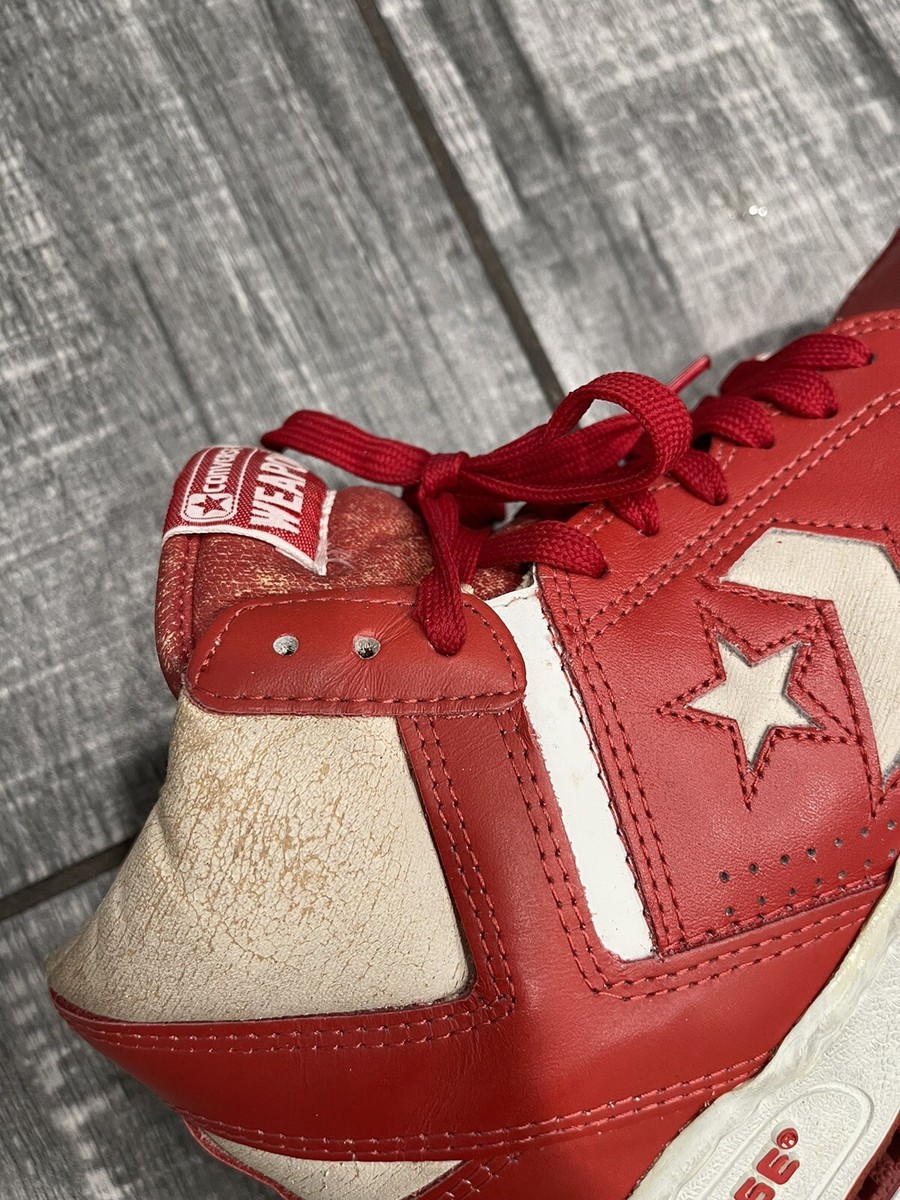 Vintage 80's Converse 'Weapon' Red Leather Men's Sneakers Size 6.5