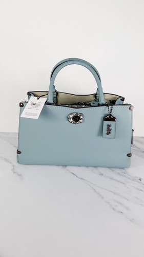 Coach Mason Carryall Bag Sage Pale Blue Green 1941 Leather Snakeskin 38717