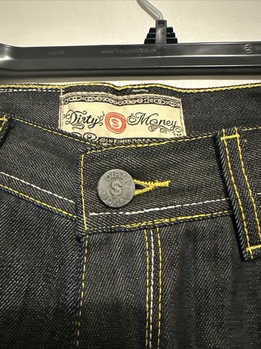 NWT Dirty Money Caution Tape Dark Blue/Gray Jeans 34 - Picture 6 of 9