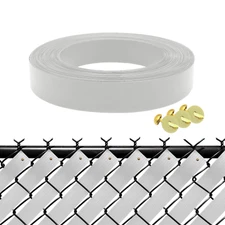 Chain Link Fence Privacy Slats Tape w/ Brass Fasteners, White, 1.8 in x 250 ft