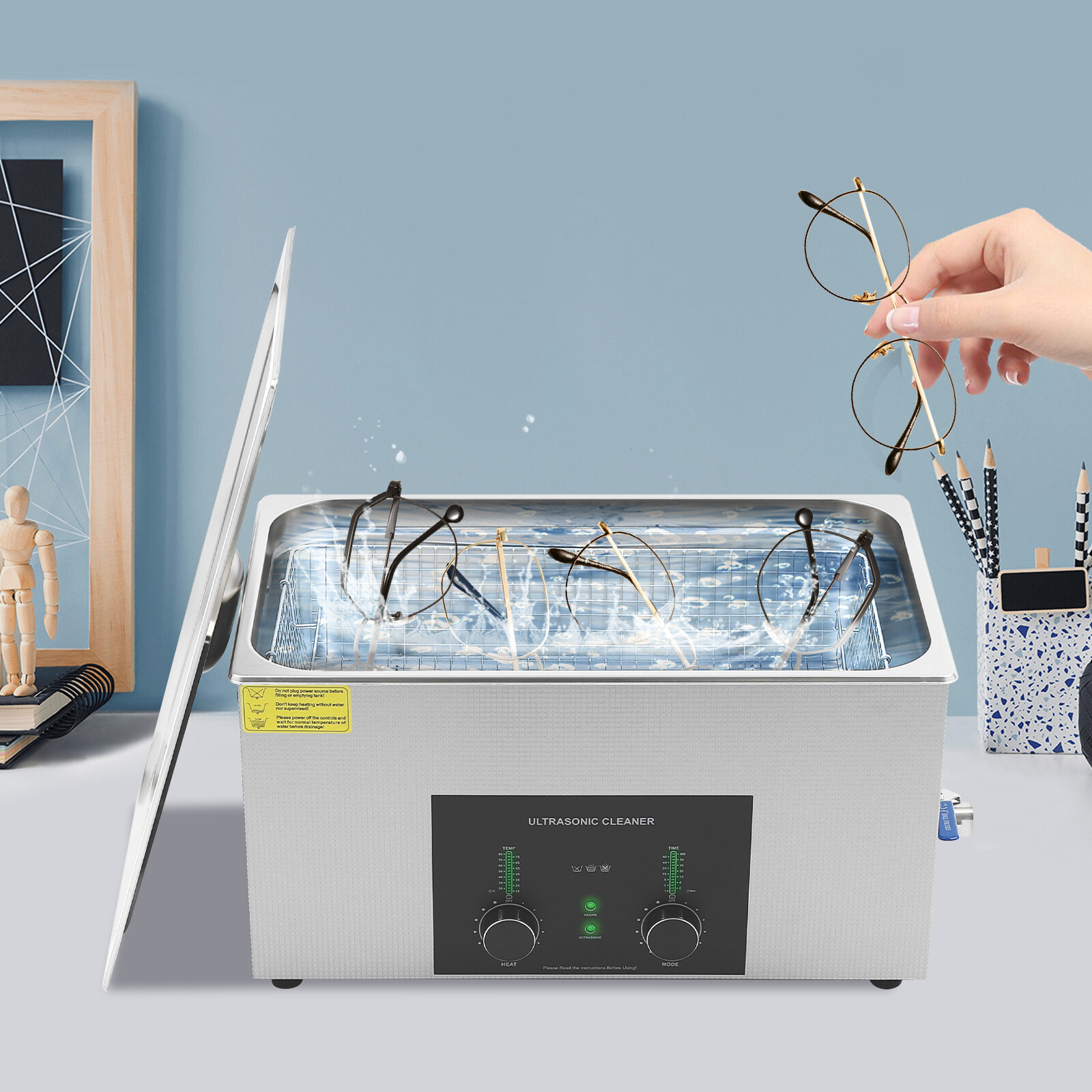 22L Ultrasonic Jewelry Watch Glasses Cleaner 480W Ultrasound Cleaning Machine