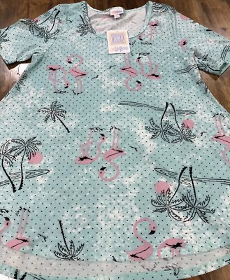 Lularoe S Perfect T Trapeze Small Flamingo summer palm tree