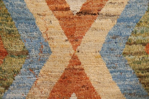 Pastel Color Wool Moroccan Runner Rug 3x10 Diamond Hand-knotted Hallway Carpet - Picture 10 of 18