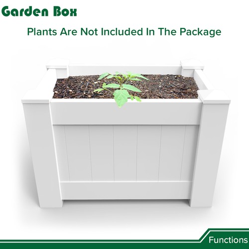 White Vinyl PVC Garden Planter Boxed Plastic Raised Bed Vegetable Flower Pot 31" - Picture 4 of 7
