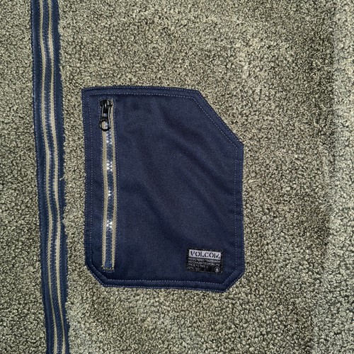 ๐ฅ Mens Volcom Jacket Sherpa Muzzer Fuzzar Colorblock Full-Zip Olive Navy XL ๐ฅ - Picture 2 of 7