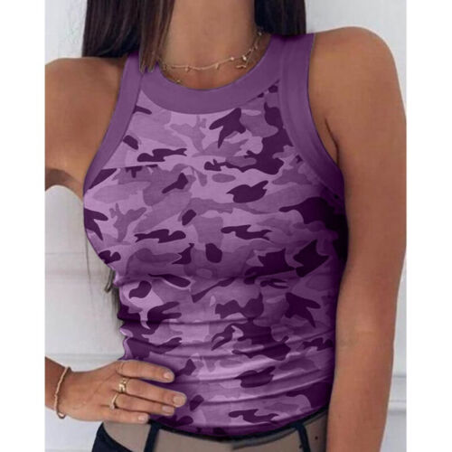 Women Sexy Summer Camouflage Tops T-shirts Camisole Vest Tank Tube Slim Jogging - Picture 12 of 17