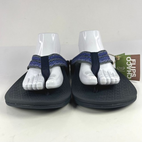 Chaco Flips Men's WAYPOINT CLOUD Shoes US 13 glitch Navy Blue Thong Sandals NWT - Picture 2 of 8