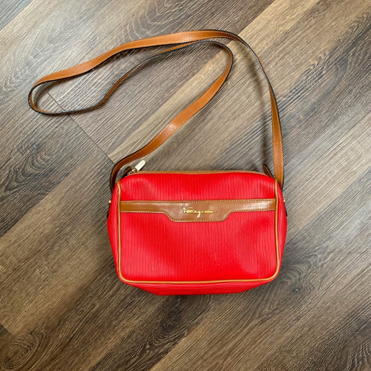Vintage Salvatore Ferragamo Red Cross Body Shoulder Bag