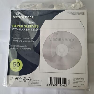 MediaRange CD-Papierhüllen - Weiß, 50er Pack (BOX65)