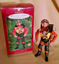GI JOE ORNAMENT FIGHTER PILOT HALLMARK KEEPSAKE 2001 KEN CROW FLIGHT SUIT TAGS.