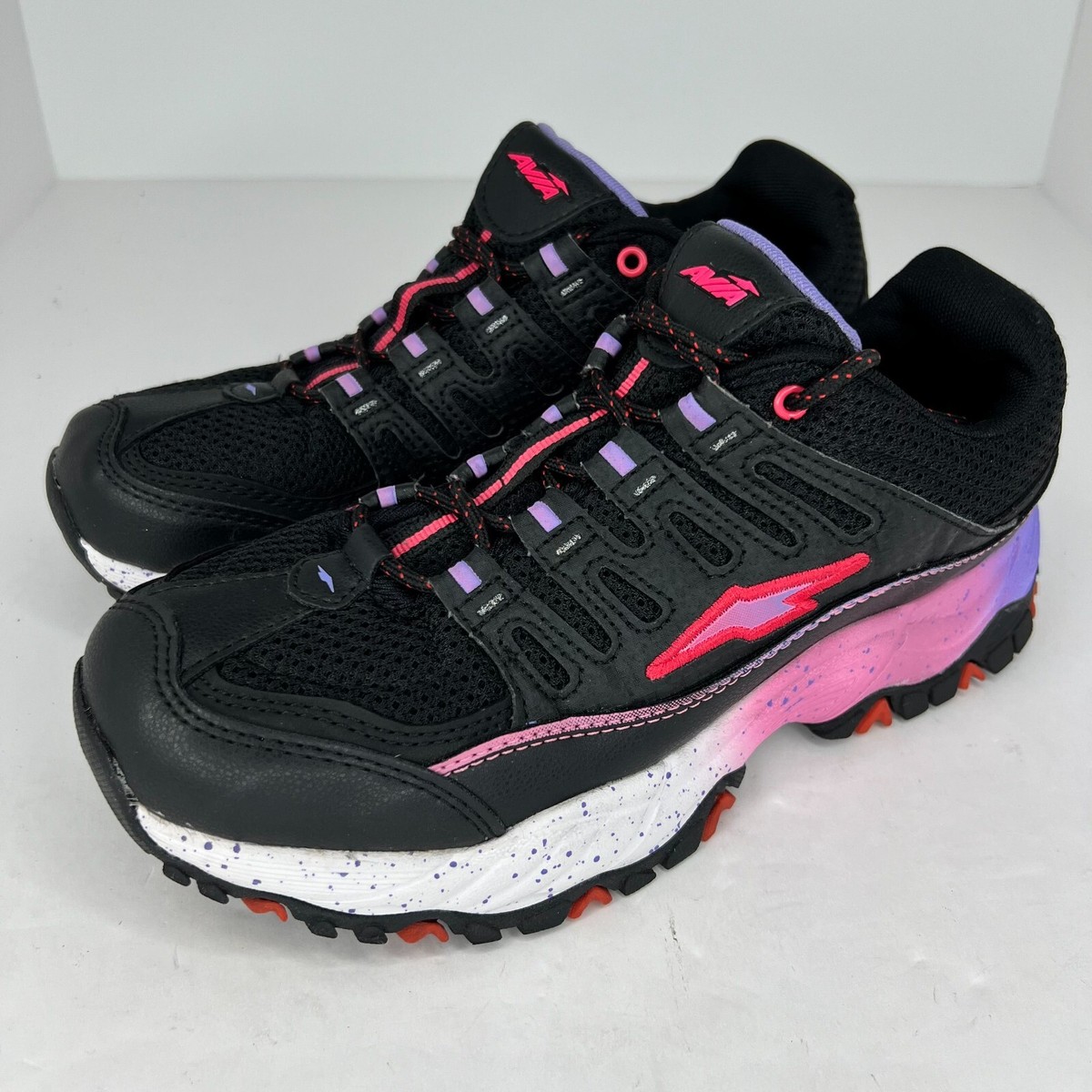 Avia Womens Memory Foam Insole Black Pink Lace Up Size 9W Elevate