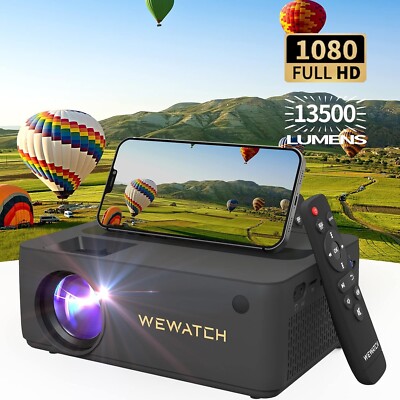 WEWATCH V10 Pro Projector: 150 ANSI, Native 1080P, 200 Screen, Bluetooth WiFi