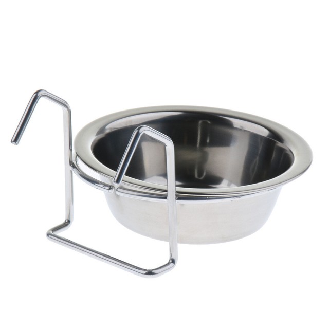 Stainless Steel Food Water Bowl For Bird Cages Parrot Coop Hanger Cup