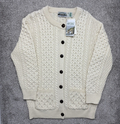 Aran Crafts Strickjacke Jacke Damen XXL Wolle Zopfmuster Grobstrick Holz Fischer