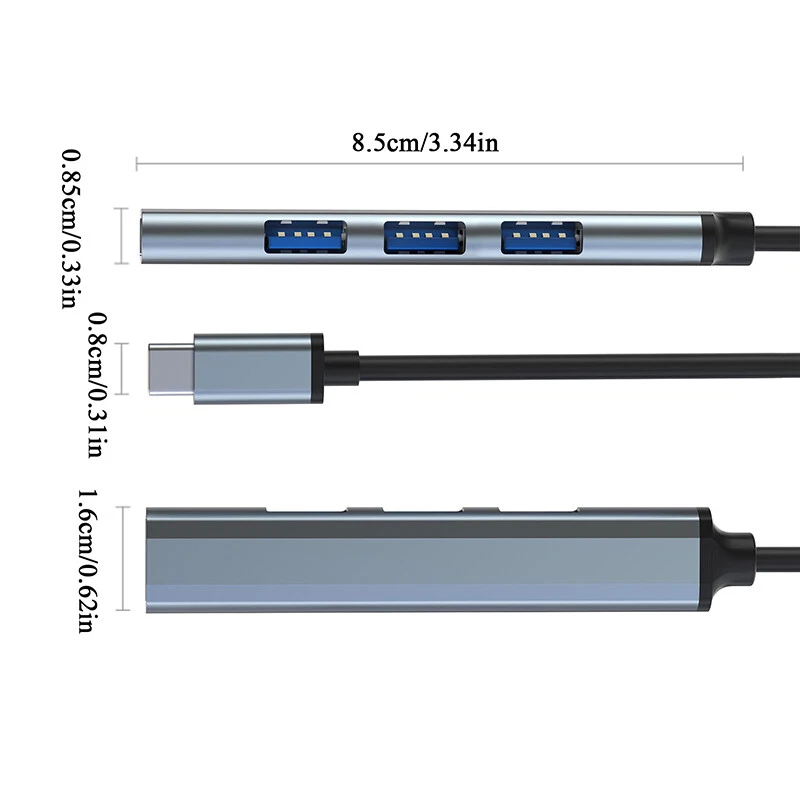 Adapter USB C HUB Type C 4 Port High Speed Multi USB Splitter PC Laptop Macbook/ - Image 4 of 4