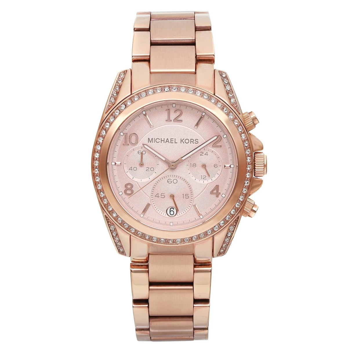 Michael Kors Rose Gold Crystal Bezel Watch MK 5263 39mm MICHAEL KORS MK-5263 Rose-Gold Tone Chronograph Watch 39mm W  main image 2