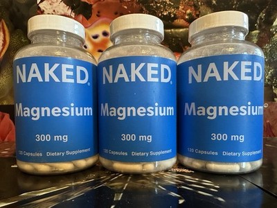 3x SEALED Naked Nutrition Magnesium 300mg Dietary Supplement 120 Capsule BB 9/27