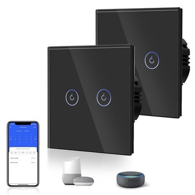 BSEED Smart Lichtschalter Touch Schalter für Lichter EIN AUS 2er Pack 86mm schwarz