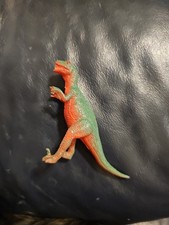 Unbranded Plastic Dinosaur Green Orange- 4 In Head To Tail, 2 5 Inches Tall