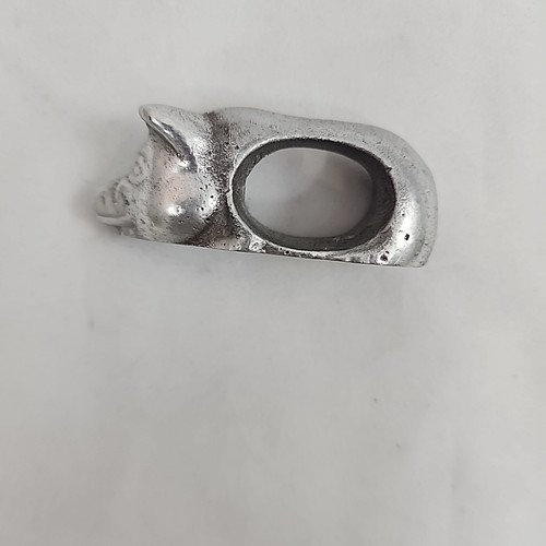 Vintage Pewter Farm Animal Napkin Rings 2 Pigs Hen + Duck Silver Tone India - Picture 4 of 9