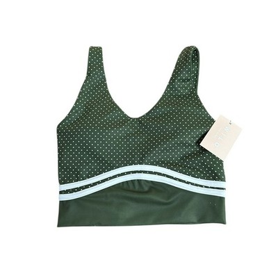 NWT WILO The Label Khaki Polka Dot Stripe Contour Athletic Sports Pad Bra-Small