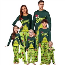 2025 Merry Christmas Grinch Pajamas Matching Sets for Family Xmas Pjs Sleepwear