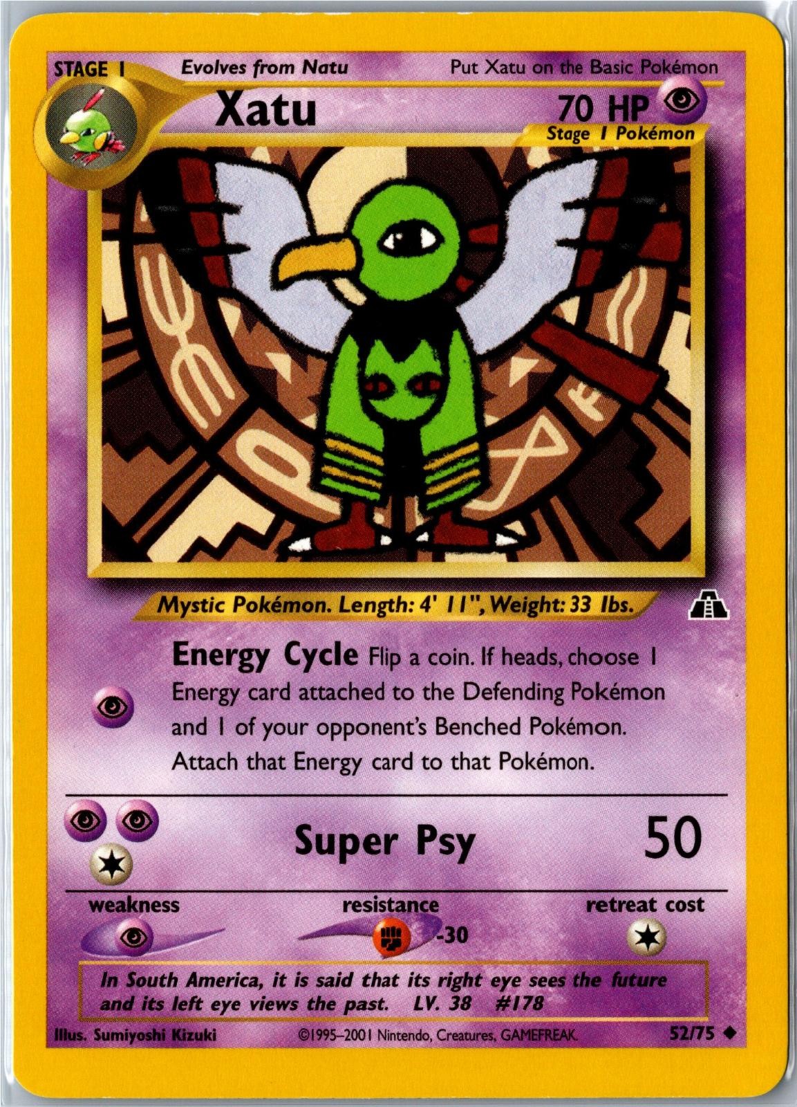 Pokemon Card - Xatu 52/75 Neo Discovery Uncommon Lightly Played