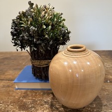 Hand Crafted Turned Maple Wood Vase Light Mustard Bulbous Signed James Neffe